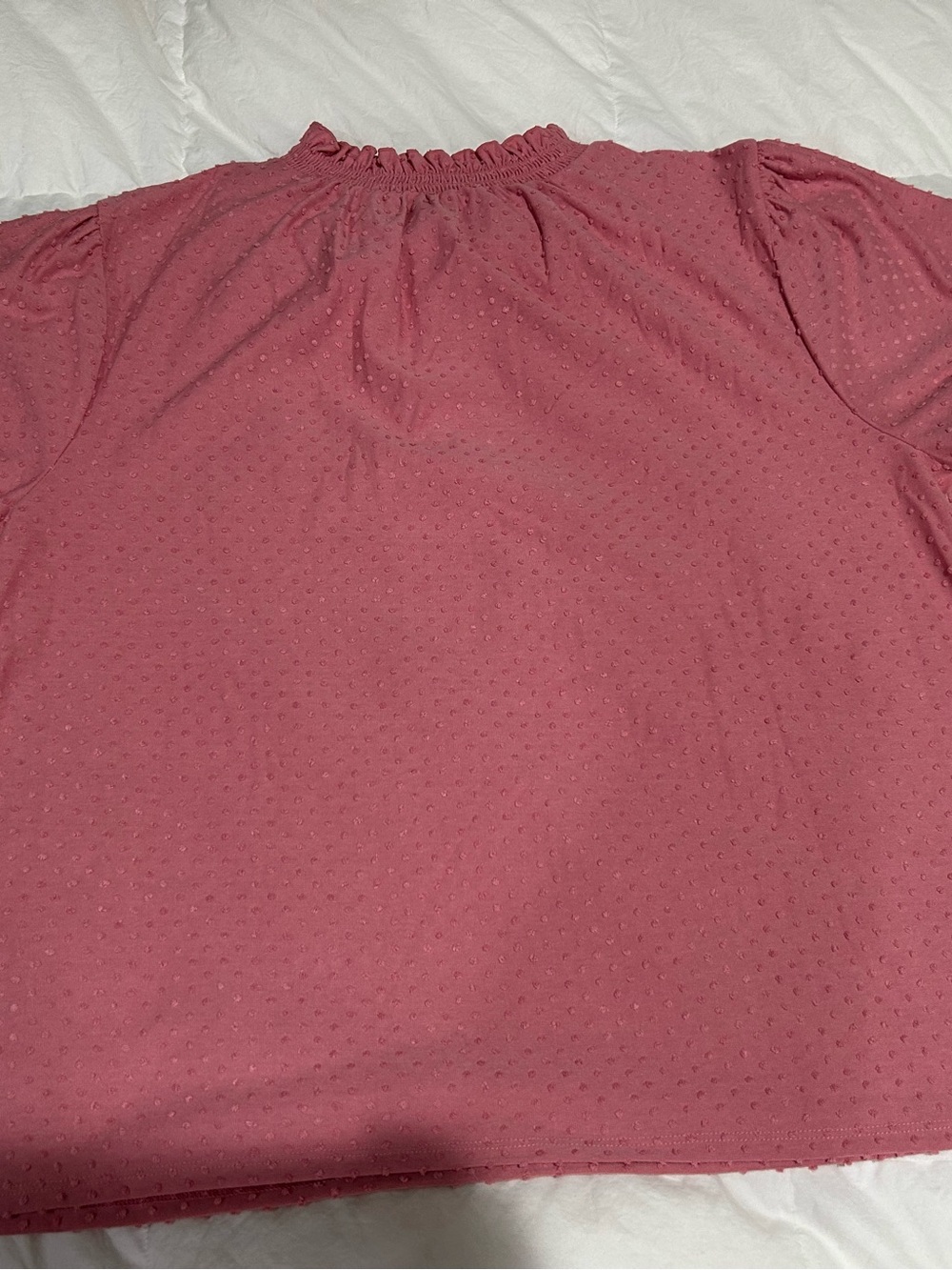 J. Crew Dusty Rose Swiss Dot Ruffle-Neck Blouse